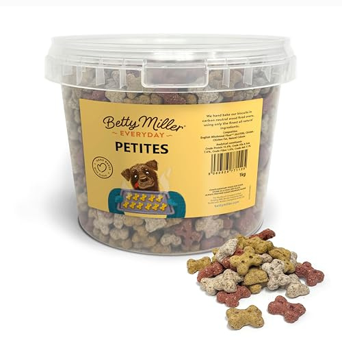Betty Miller Dog Treats - Mini Chicken Petites 1kg - British Baked Dog Biscuits - Ideal Dog Treats for Smaller Dogs