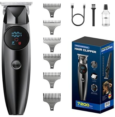 Hair Clippers for Men – Professional Cordless Hair Trimmer & Beard Shaver with LCD Display, Ceramic Titanium Blade, 2-Speed Motor, Type-C Rechargeable, Long Battery Life, Barber Clippers for Haircuts