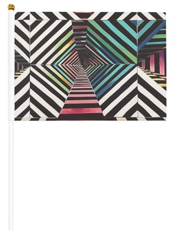 Mini bandiere pericolose a strisce su bastone - 14 x 20,8 cm piccole bandiere USA per esterni, decorazioni 4 luglio, decorazione patriottica, asta per bandiera portatile, bandiere palmari, sei pezzi