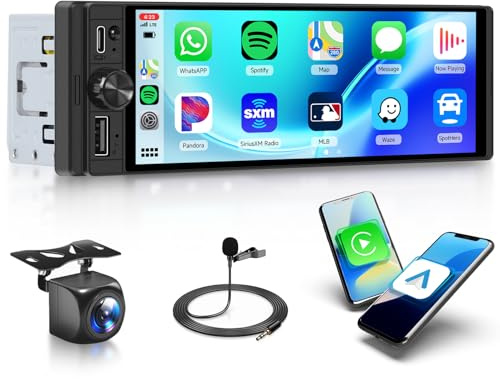 Rimoody Radio de Coche 1 DIN con Pantalla de 6,28 Pulgadas - Android, 2GB+64GB, CarPlay Inalámbrico/Android Auto, GPS, Bluetooth, FM/RDS, EQ, Mirror Link, Control del Volante Cámara Trasera