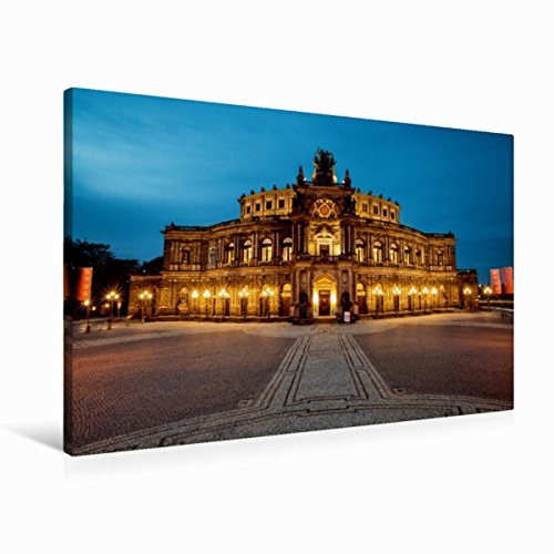 Premium Textil-Leinwand 90 x 60 cm Quer-Format Semperoper Dresden | Wandbild, HD-Bild auf Keilrahmen, Fertigbild auf hochwertigem Vlies, Leinwanddruck von Gerhard Aust