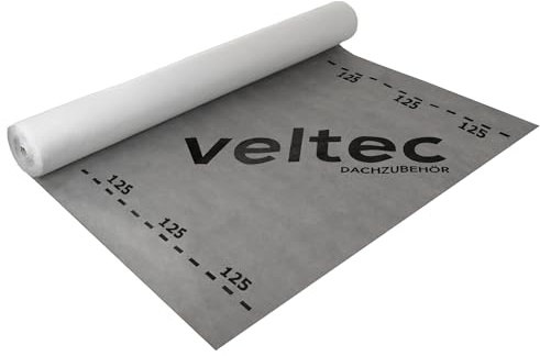 Veltec 125 Optimal Sd=0,03 m 125 g/m² (75 m²) Unterdeckbahn Unterspannbahn | 3-lagig Dachfolie, hohe mechanische Festigkeit, Dampfdurchlässigkeit, Wasserdichtigkeit Klasse W1, direkt auf Sparren