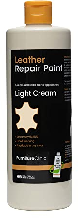 Furniture Clinic Leather Repair Paint & Dye | Self Seal Colourant for Quick and Easy Leather Repair | Suitable for Leather Sofas, Leather Car Seat, Shoes, Handbag, and More - Light Cream (CR02) 50ml