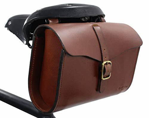 Gusti Satteltasche Leder - Marianne V. Damen und Herren Lenkertasche Ledertasche diebstahlsicher Fahrradtasche Fahrrad Werkzeugtasche Vintage Zubehör Gadget Braun