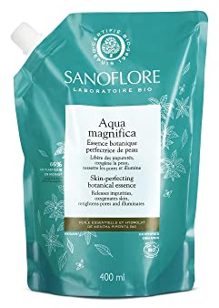 Sanoflore Aqua Magnifica - Recharge Lotion Anti-imperfections Bio - Peau à mixtes à grasses - Matifie, Reserre les Pores & Affine le Grain de Peau - Testé sous contrôle dermatologique - 400 ml