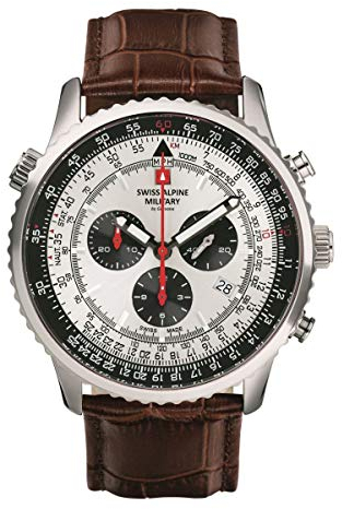 Swiss Alpine Military Herren Uhr Chronograph Analog Quarz 7078.9532SAM Leder
