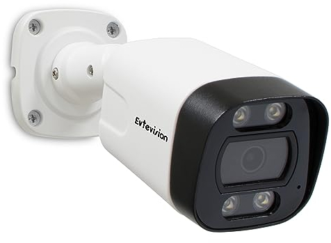 Evtevision 5MP Telecamera Esterno PoE Bullet con Rilevamento di Persone Movimento, Telecamera IP Esterno Impermeabile IP67, Visione Nottura IR 30m, audio bidirezionale, slot per schede micro SD