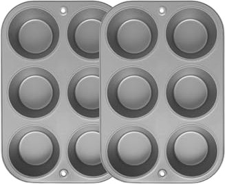 G & S Metal Products OvenStuff Set of Two Nonstick 6-Cup Jumbo Muffin Pan, Gray, HG236-AZ