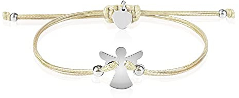 Schutzengel Armband Damen, Schutzengel GlüCksbringer Armkettchen Frauen, Engel ArmbäNdchen FüR Frauen & MäDchen, Schutzengel Armband MäDchen, 26cm Einstellbare(Silber-khaki）