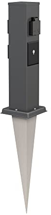 ledscom.de Polly presa da giardino a colonna con picchetto a terra per esterni, IP44, 3 vie, Smart Home, antracite, quadrata, 38cm