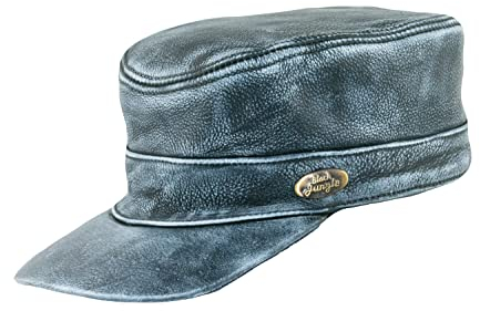 Black Jungle Castro Army Cap Leder Military Biker Kappe, One-Size (Anthrazit Vinatge, Einheitsgröße)