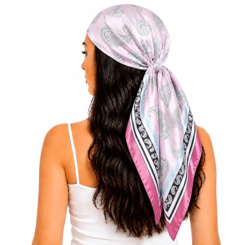 FAIRYGATE Damen Seidentuch Quadrates Bedrucktes Halstuch Satin Seidenschal Kopftuch 70x70cm