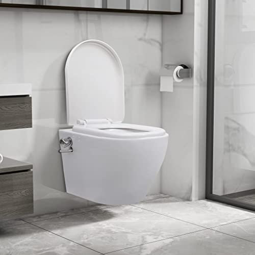 Wc suspendu sans rebord avec fonction bidet en céramique Blanc