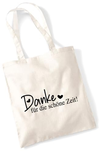 Huuraa Jutebeutel Danke für die schöne Zeit Herzen Geschenk | Baumwollbeutel 10 Liter Stoffbeutel Beutel aus Baumwolle Tasche Geschenkidee Einkaufstasche Langen Henkel