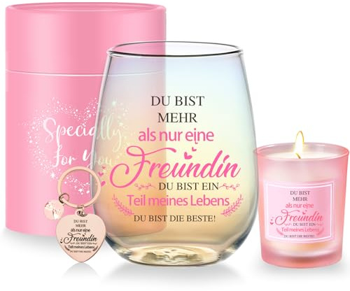 Geschenke für Freundin Frauen Weingläser Geburtstagsgeschenk für Frauen Personalisierte Geschenke für Beste Freundin Dankeschön Geschenk Freundschaftsgeschenke Weihnachten 480ml
