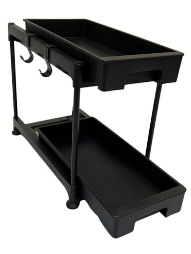 2-Tier Under Sink Storage Organiser with Sliding Drawers – Kitchen & Bathroom Space-Saving Cabinet Shelves, Pull-Out Under-Sink Storage Rack for Easy Access