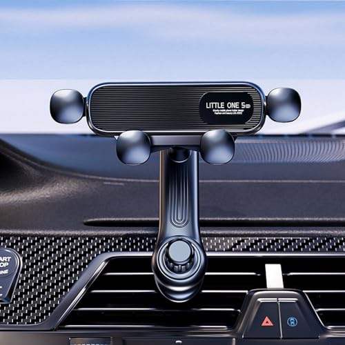 Swkangrd Universal Handyhalter,Handyhalter Auto 360° Drehbar Handy Halterung PKW Lüftung mit Schwerkraftsystem und Metallischen Hakenclip für Navigation Kompatibel mit iPhone Android-Schwarz