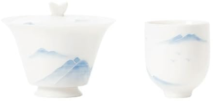 YOGAYE Gaiwan Pintado a Mano de 80ml para té, Porcelana, sopera con Tapa, Juego de té de Kung Fu, Taza China, tazones de té, Chawan pequeño