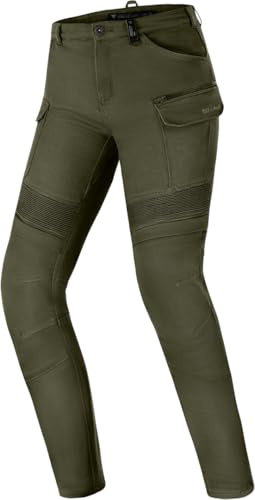 Shima Giro Motorrad Hose Damen mit Protektoren Airforce Knieprotektoren Motorradhose Kurzgrößen Hosen für Mann Protektorenhose Textilhose Urban Stretch Cargohose Lang (Frauen, Khaki, 30/32)