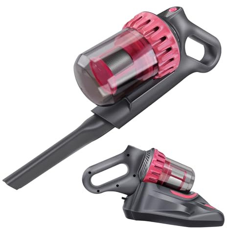 VickyHome 2 In 1 Handstaubsauger Milbensauger Für Matratzen, 10KPA Chmutzbehälter 200ML Akkustaubsauger Kabelloser Staubsauger, Autostaubsauger Milbensauger Mit UV Licht Für Allergiker