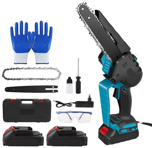 Mini motosierra de batería 7500 mAh, 8 pulgadas, 2000 W, motosierra eléctrica inalámbrica, lubricación automática, tensión de cadena sin herramientas, cargador rápido, para jardín, granja y parque