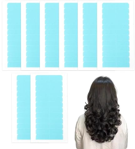 KUKUPOW Cinta Adhesiva para el Cabello Azul 96 Piezas, Cinta de Repuesto de Pelo, Doble Cinta Adhesiva para Trama del Cabello y Extensión de Cabello