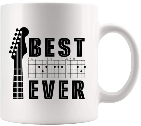 Best Dad Ever Guitar Dad Guitarist Gifts from Son Daughter Wife Fathers Day Appreciation Guitar Player Dad Novelty Drinkware Ceramic Mug 11 oz White