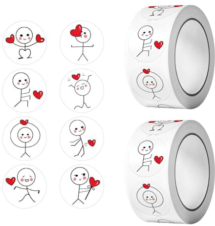 KEQAR 1000 pezzi Etichette Adesive, 8 motivi, Cuore, Amore, San Valentino, Adesivi Chiudipacco, Sticker, Pacchi Regalo, Buste, Biglietti, Matrimonio, Anniversario, Natale, adesivi cuore, cuori adesivi
