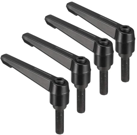 TA-VIGOR Lot de 4 poignées à levier de serrage réglables, M10 x 32 mm, bouton poussoir à cliquet à dégagement rapide, en alliage d'aluminium, boulons à goujons filetés mâles pour machines et