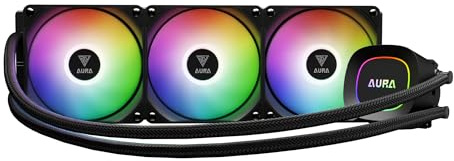 GAMDIAS AURA GL360 LITE 360mm AIO Liquid CPU Cooler, Optimized Fluid System, Performance Copper Base, 3 x 120mm ARGB Fans, Support Low-Noise PWM & ARGB Sync, Intel LGA 1851/1700；AMD AM5/AM4, Black