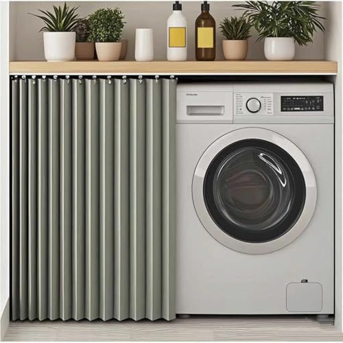 YZBZNG Schrank Vorhang Mit Schiene, Staubdichter Schrankvorhang für Regaleselbstklebend, Küche Blackout Curtains, Grey-H50cm/W70cm
