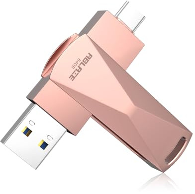 ABLAZE Memoria USB C de 64 GB, doble USB 3.0 + tipo C, compatible con iPhone 16/15, smartphones Android, ordenadores, tabletas, Macs y portátiles (oro rosa)