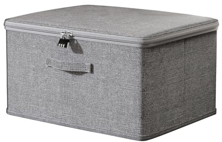 ACESOME Extra Große AbschließBare Box, 49 x 37 x 31cm Box mit Schloss, Aufbewahrungsbox mit Schloss, Verschließbare Box Kiste mit Deckel (Mit Zahlenschloss, Grau)