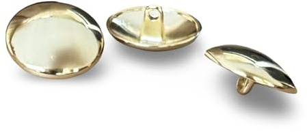gold glänzende leicht gewölbte Metall Knöpfe mit Öse 15mm, 17mm, 20mm oder 22mm (10 Stück) (15mm)