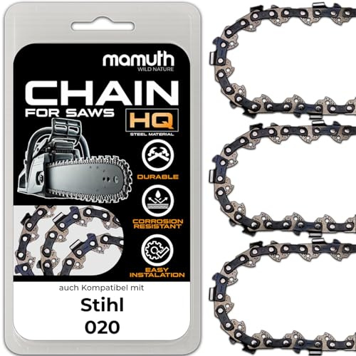 3 x sågkedja motorsåg 35 cm 1,3 mm 3/8 tum 52 TG för Stihl 020