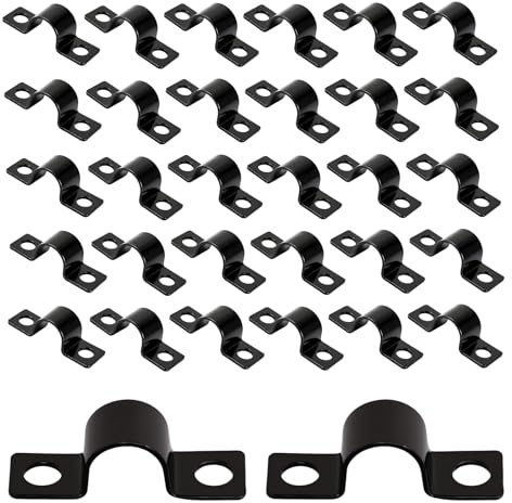 100 Pièces Colliers de Serrage en U à Deux Trous Collier de Serrage Tuyau de 10 mm Colliers de Fixation en Métal Durite Pince Attache Tuyau pour Canalisations Câbles Électriques et Tubes Vides