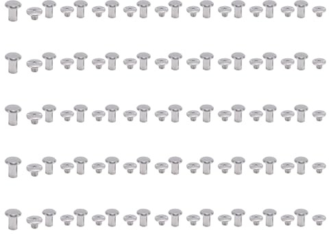 Tomotato Rivet Nuts M5 en Acier Inoxydable, Tête Plate Ronde Lot de 50 Paires pour Artisanat du Cuir, Albums et Scrapbooks, Dimensions 0.24x0.39x0.43in, Structure Robuste et Instal