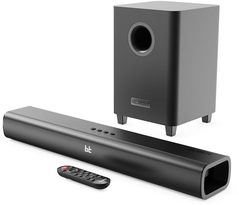 Bluetooth Sound Bar for TV | 2.1 Channel 300W Home Cinema Sound System | Wireless Subwoofer | Wall Mountable | HDMI ARC, Optical, AUX, USB Playback | Remote & Brackets Included | MAJORITY Naga 60 Plus