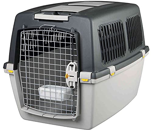 TRIXIE Transportbox Gulliver – M: 58 × 60 × 79 cm, IATA-konforme Hundebox für Reisen mit Auto, Zug & Flugzeug, stabile & leichte Kunststoffbox mit Metalltür & Belüftung – 39872