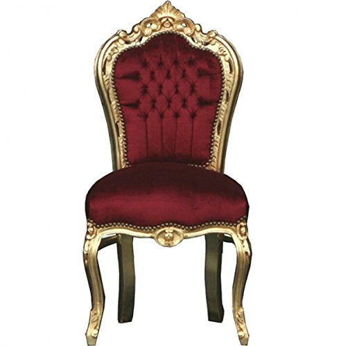 Casa Padrino Barock Esszimmer Stuhl Bordeaux/Gold - Möbel
