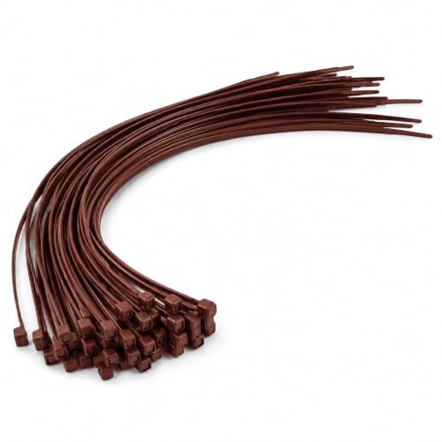 TR Cable Brown Heavy Duty Cable Ties 450 x 7.2 mm, Pack of 20 | Long brown nylon tie wraps for cable management, garden fixing, workshop bundling and automotive wiring