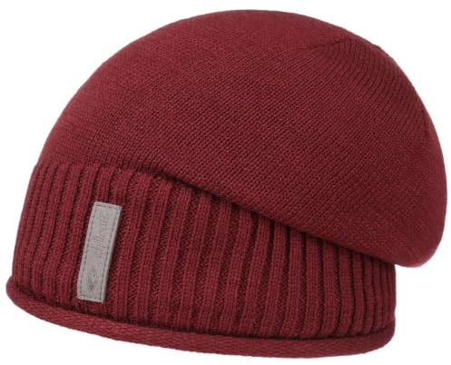 Chillouts Etien Beanie med Foder Damer/Herrar - stickad mössa vintermössa lång foder, Oversize Vinter höst-vinter - One Size bordeaux