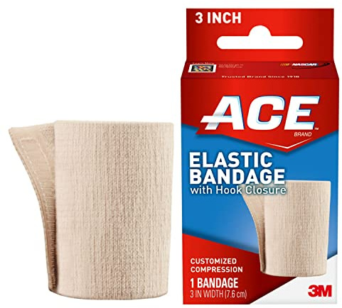 ACE Brand 3 inch Elastic Bandage with Hook Closure, 2-Pack, Great for Elbow, Ankle, Knee & More, Provide Support to Weak, Sore Muscles & Joint, Soft Elastic Material, Quality Design (207603-SIOC)