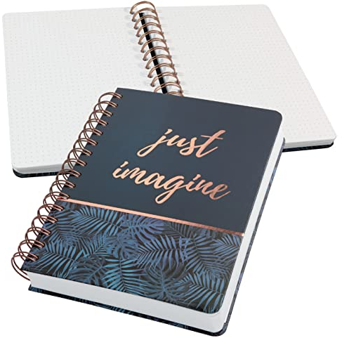 SIGEL JN603 Spiralblock A5 dotted Notizblock Bullet Journal Jolie, dickes 120g Papier, 240 Seiten, blau/schwarz, vegan, aus nachhaltigem Papier hergestellt
