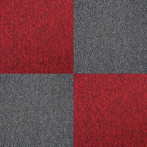 Dalle de Moquette Ultra-Résistant Couleur Charbon Noir & Rouge Écarlate pour Usage Professionnel, 2 Paquets de 20 Dalles de 50cm x 50cm (Superficie de 10m²)