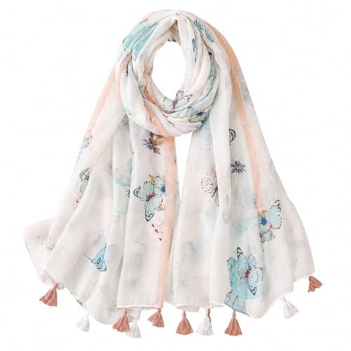 FAIRYGATE Scarves for Women UK Gifts for Ladies Scarfs Shawls and Wraps Floral Tassel Butterfly Scarf 16220