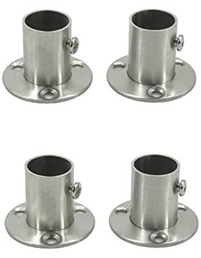 CFSky klädstång i rostfritt stål, runt rör stängshuvud, uppsättning om 4, 42 mm x 42 mm x 30 mm, rostfri, justerbar fläns för 19 mm, silver