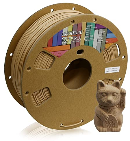 OVERTURE Matte PLA Filament Aufgerüstet 1.75 mm, 1kg (2.2 lbs) Spule, Maßgenauigkeit +/- 0.03mm Filament für 3D Drucker (1kg-03 Hellbraun)