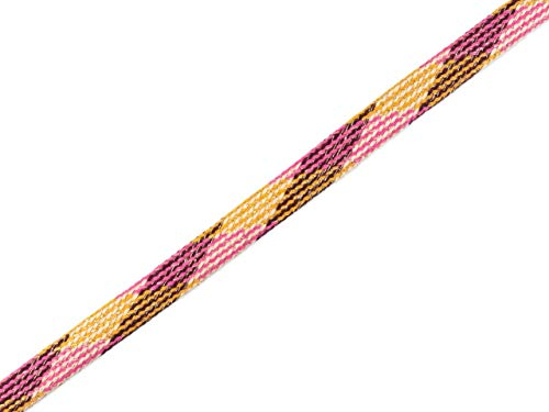ALB Stoffe 1m Flachkordel Twist Me Plaid Shine Curry-meringa-ortensia-Bordeaux-Gold 15mm