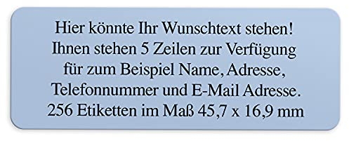 Adress-Aufkleber | PERSONALISIERT | 256 Stück | kleine Etiketten mit Wunsch-Text - Motiv Farbe Hell-Blau | für Namen und Adressen